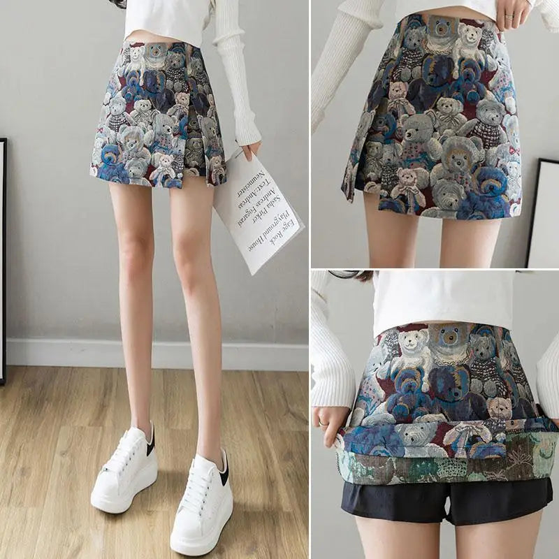 Bear Slit Skirt Women's A-line