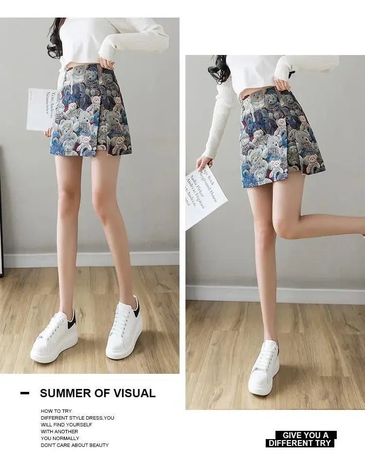 Bear Slit Skirt Women's A-line