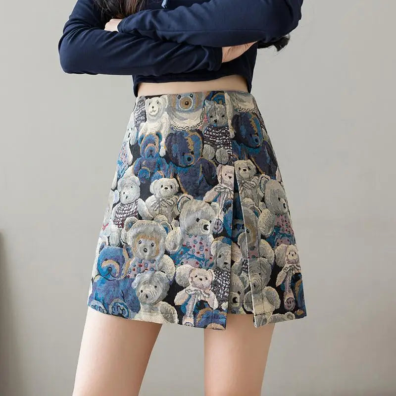 Bear Slit Skirt Women's A-line