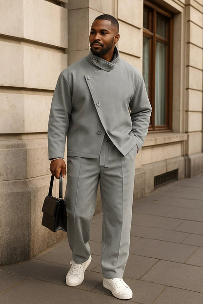 Urban Asymmetric Front Jacket Pant Set
