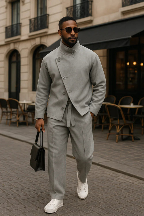 Urban Asymmetric Front Jacket Pant Set