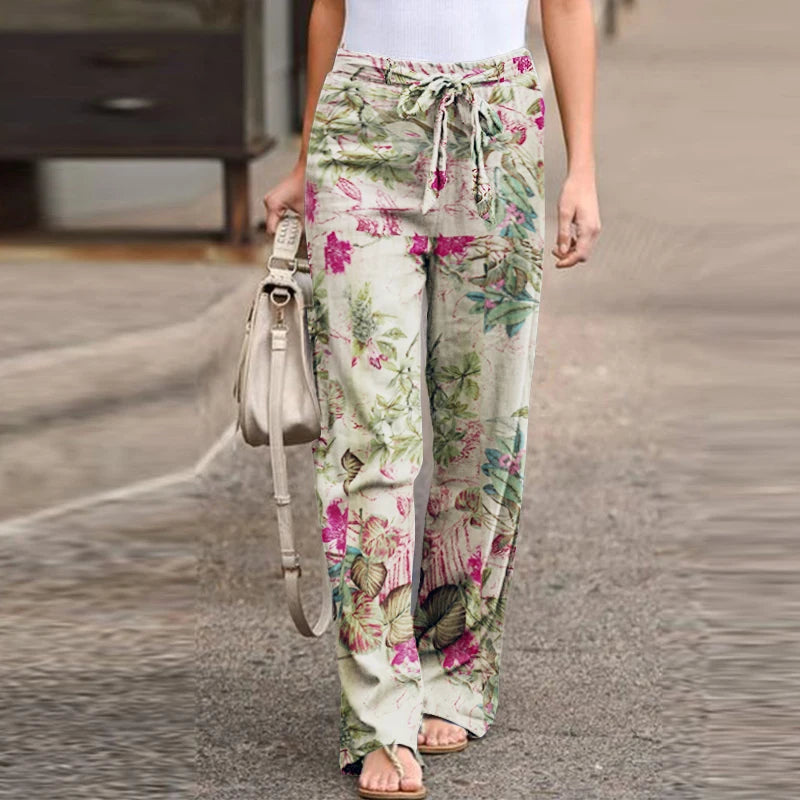 Aryel vintage spring autumn floral print pants