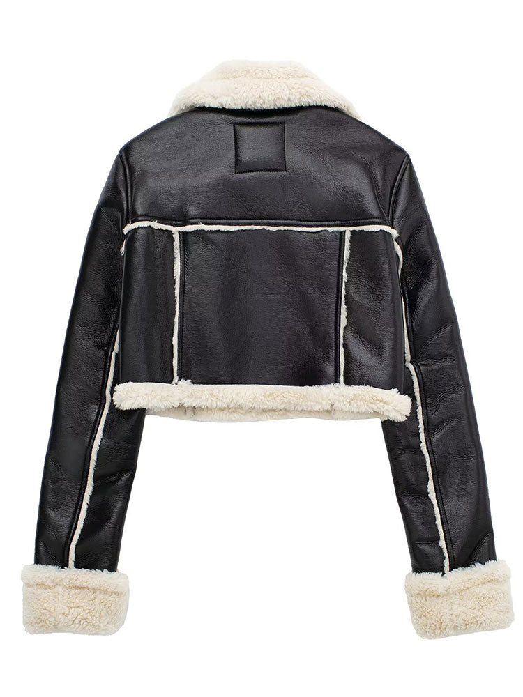 Jacket with Lining Women Fashion Solid Front Zipper