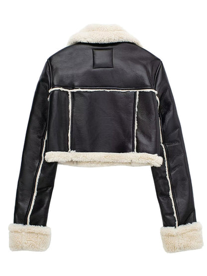 Jacket with Lining Women Fashion Solid Front Zipper