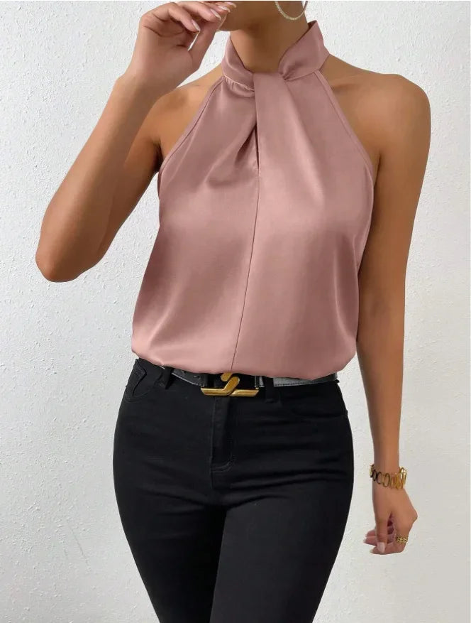 Lila – Halter Neck Sleeveless Silk-Like Top
