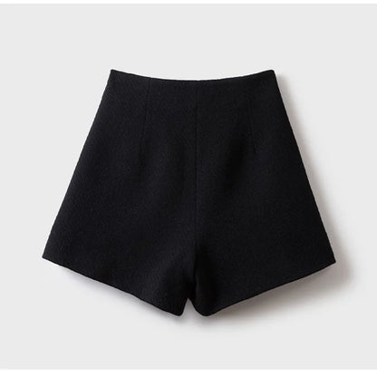 Autumn Winter Patchwork Zipper A-line Shorts