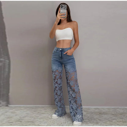 Bella High Waist Lace Denim Jeans