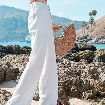 Charmy pants cotton and linen elegant high-waisted trousers