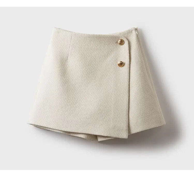 Autumn Winter Patchwork Zipper A-line Shorts