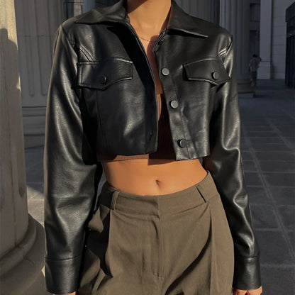 Candyhot Autumn Faux Leather Short Jacket