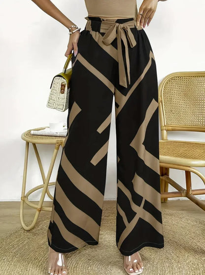 Mary pants with geometric print and high waist with front bow