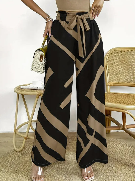 Mary pants with geometric print and high waist with front bow