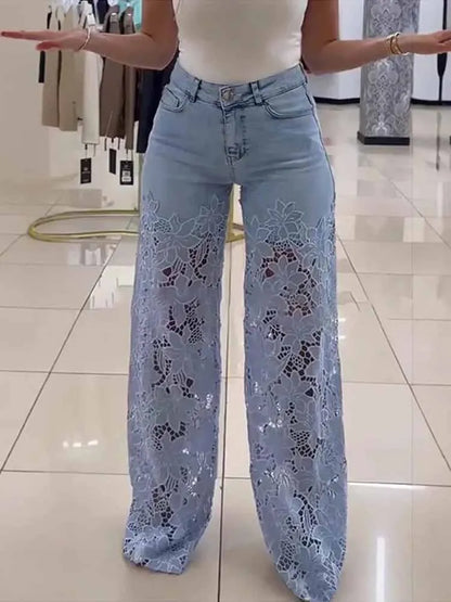 Bella High Waist Lace Denim Jeans