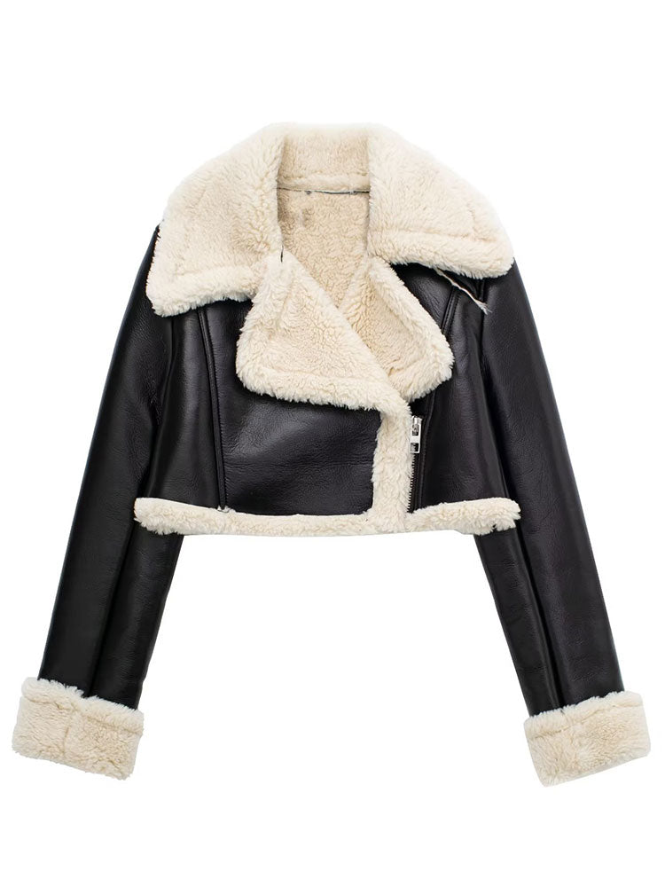 Jacket with Lining Women Fashion Solid Front Zipper
