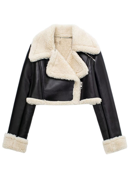 Jacket with Lining Women Fashion Solid Front Zipper