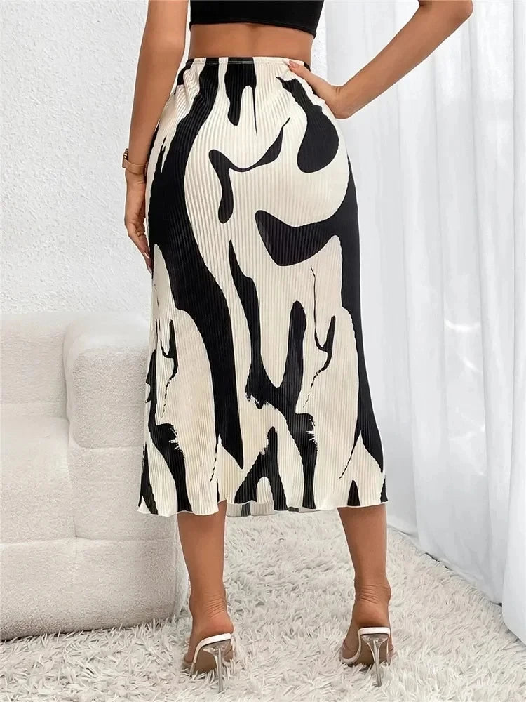 Dressy Casual Graphic Print Pleated Long