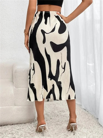 Dressy Casual Graphic Print Pleated Long