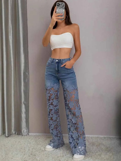 Bella High Waist Lace Denim Jeans