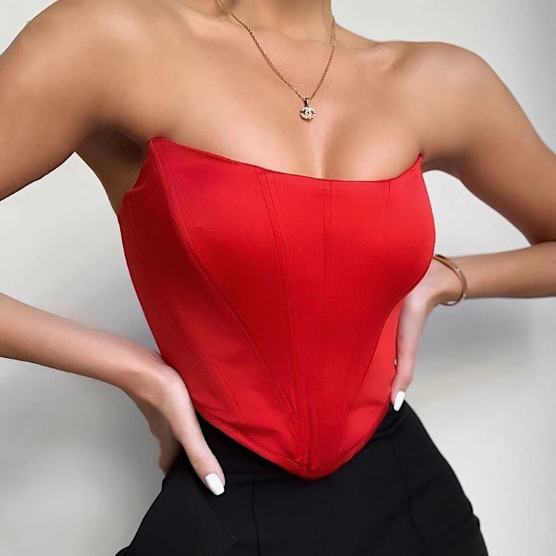Vivian Sleeveless off-the-shoulder velvet corset backless plain bodice