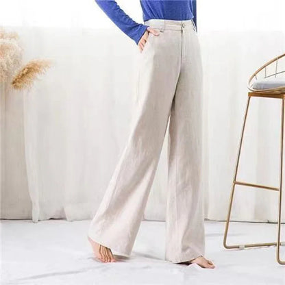 Charmy pants cotton and linen elegant high-waisted trousers
