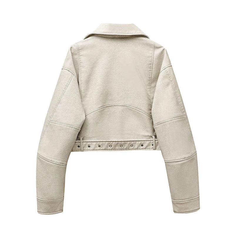 Women's washed leather jacket