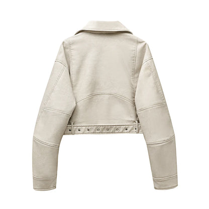 Women's washed leather jacket