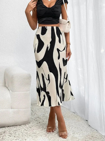 Dressy Casual Graphic Print Pleated Long