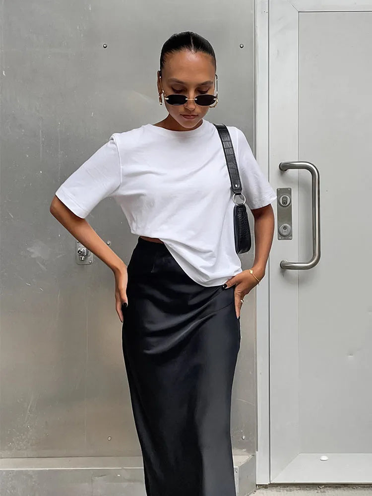 Elegant Satin Black Trumpet Skirts Fashion