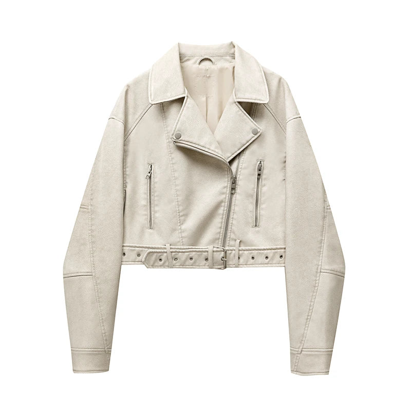 Women's washed leather jacket