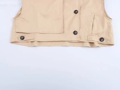 Anna Set Top + shorts elegant slim casual with zipper