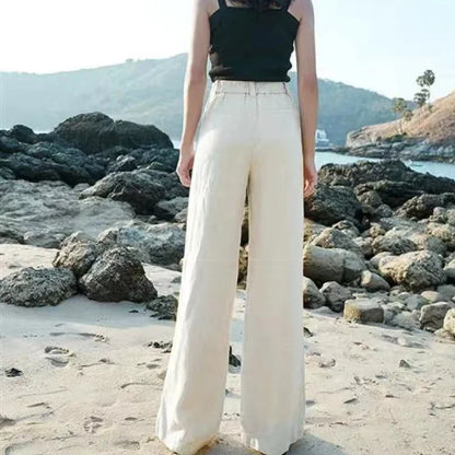 Charmy pants cotton and linen elegant high-waisted trousers