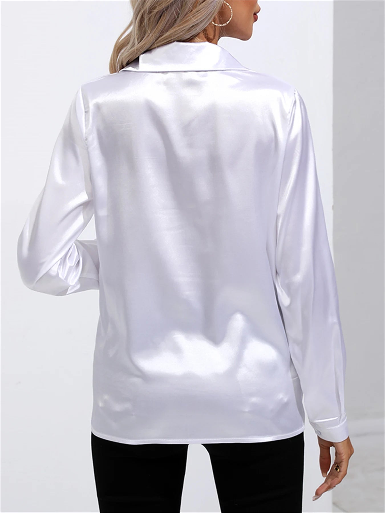 Clara – Satin Turn-Down Collar Shirt