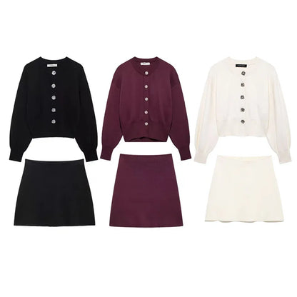 Megan Slim Fit 2 Piece Set Knitted Sweater Jacket