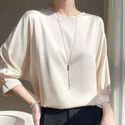 Maya – Satin Silk Half-Sleeve Tee