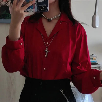 Vivian – Vintage Satin Draped Blouse