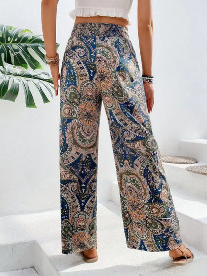 Eva Vintage Print Wide-Leg Pants