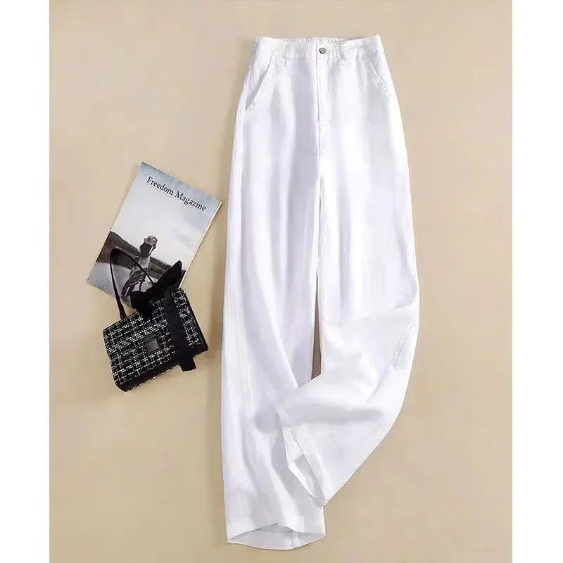 Charmy pants cotton and linen elegant high-waisted trousers