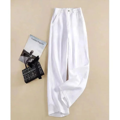 Charmy pants cotton and linen elegant high-waisted trousers