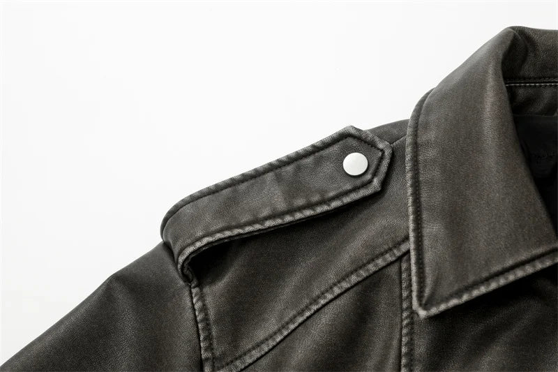 Women's washed leather jacket
