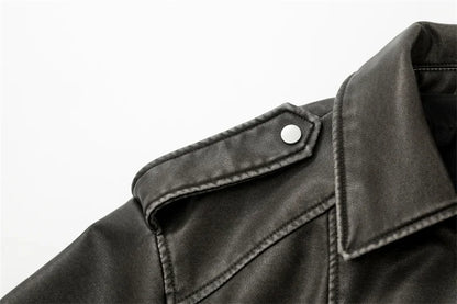 Women's washed leather jacket