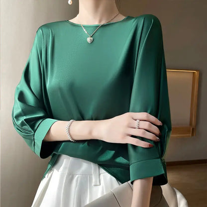 Maya – Satin Silk Half-Sleeve Tee