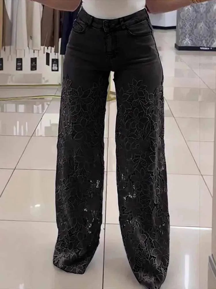 Bella High Waist Lace Denim Jeans
