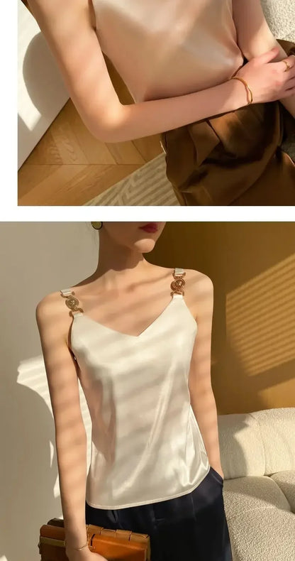 Black Satin Tank Top Fashion