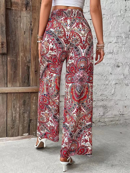 Eva Vintage Print Wide-Leg Pants