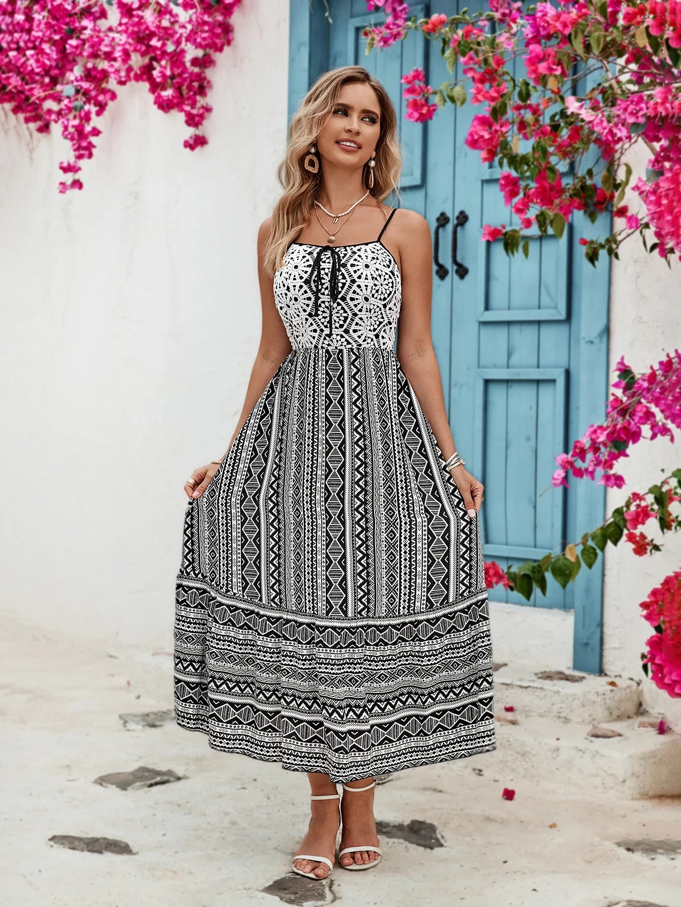 Merlinda Dress with Geometric Prints