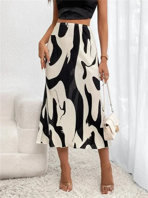 Dressy Casual Graphic Print Pleated Long