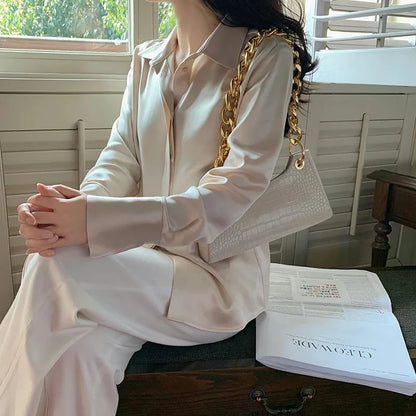 Chloe – Satin Long Sleeve Blouse