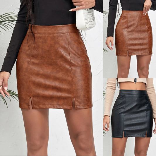 Vintage Texture PU Leather Sexy Short