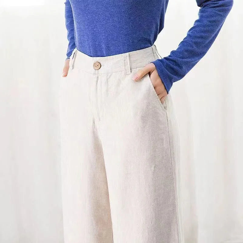 Charmy pants cotton and linen elegant high-waisted trousers