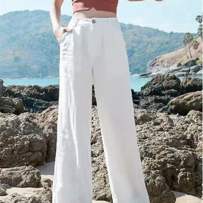 Charmy pants cotton and linen elegant high-waisted trousers
